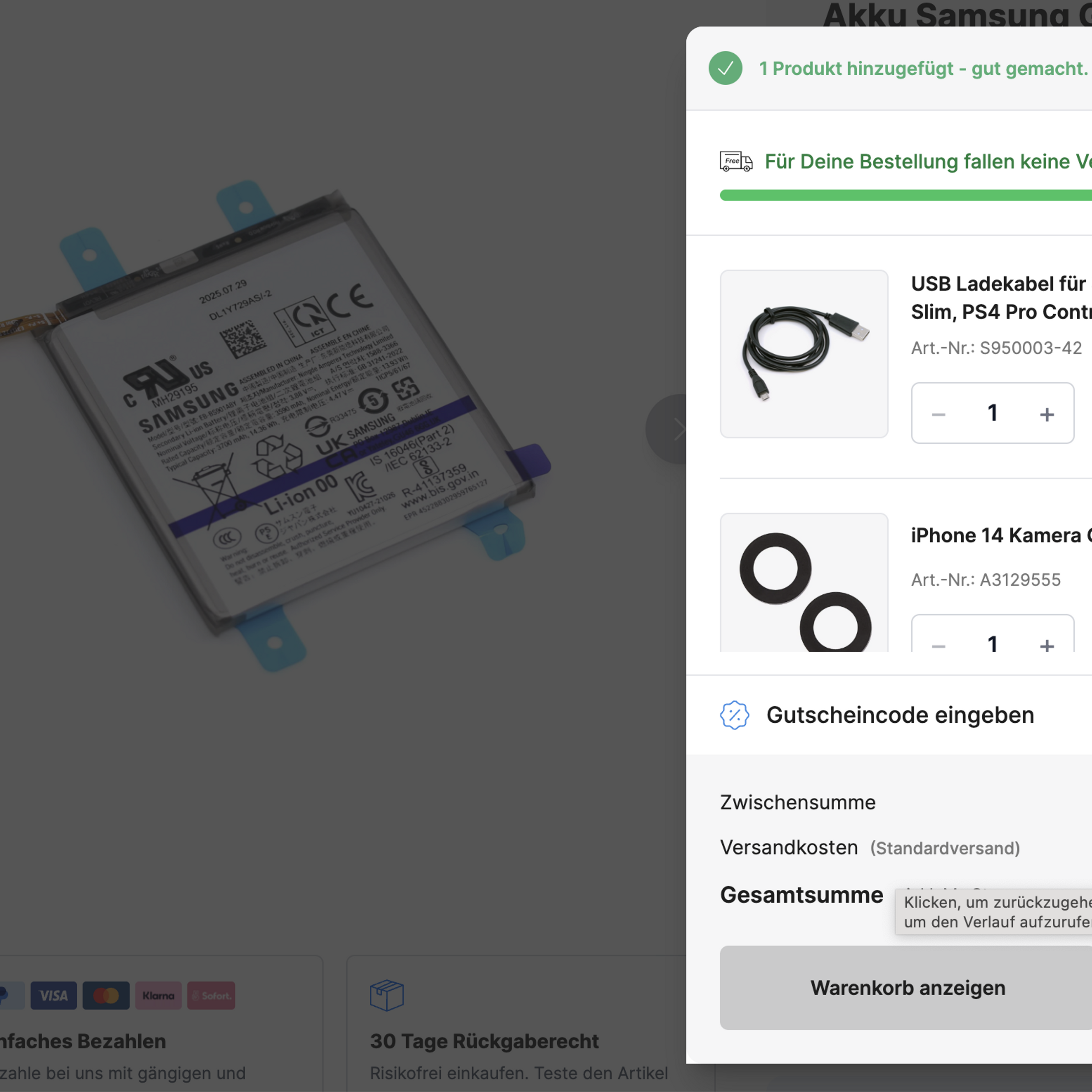 Nachher – Offcanvas-Warenkorb Nachher – Offcanvas-Warenkorb
