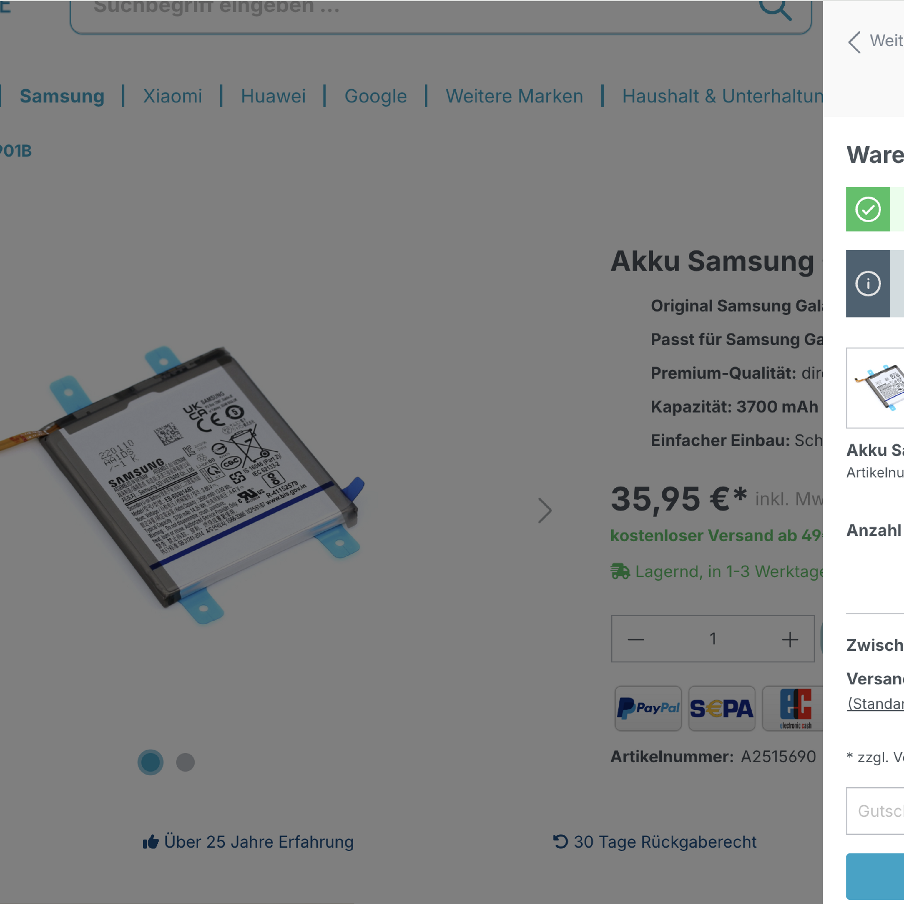 Vorher – Offcanvas-Warenkorb Vorher – Offcanvas-Warenkorb