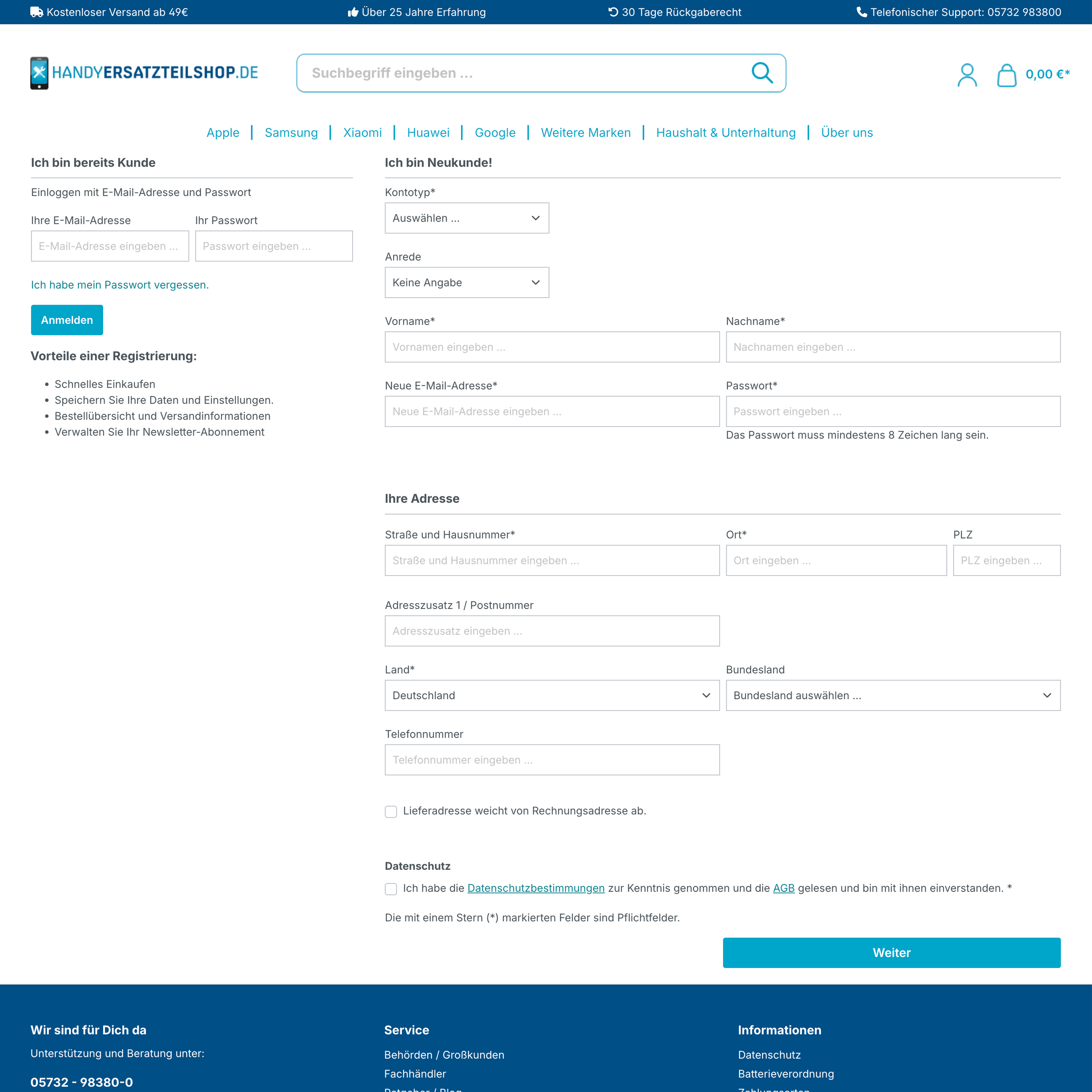 Vorher – Registrierung / Login Vorher – Registrierung / Login