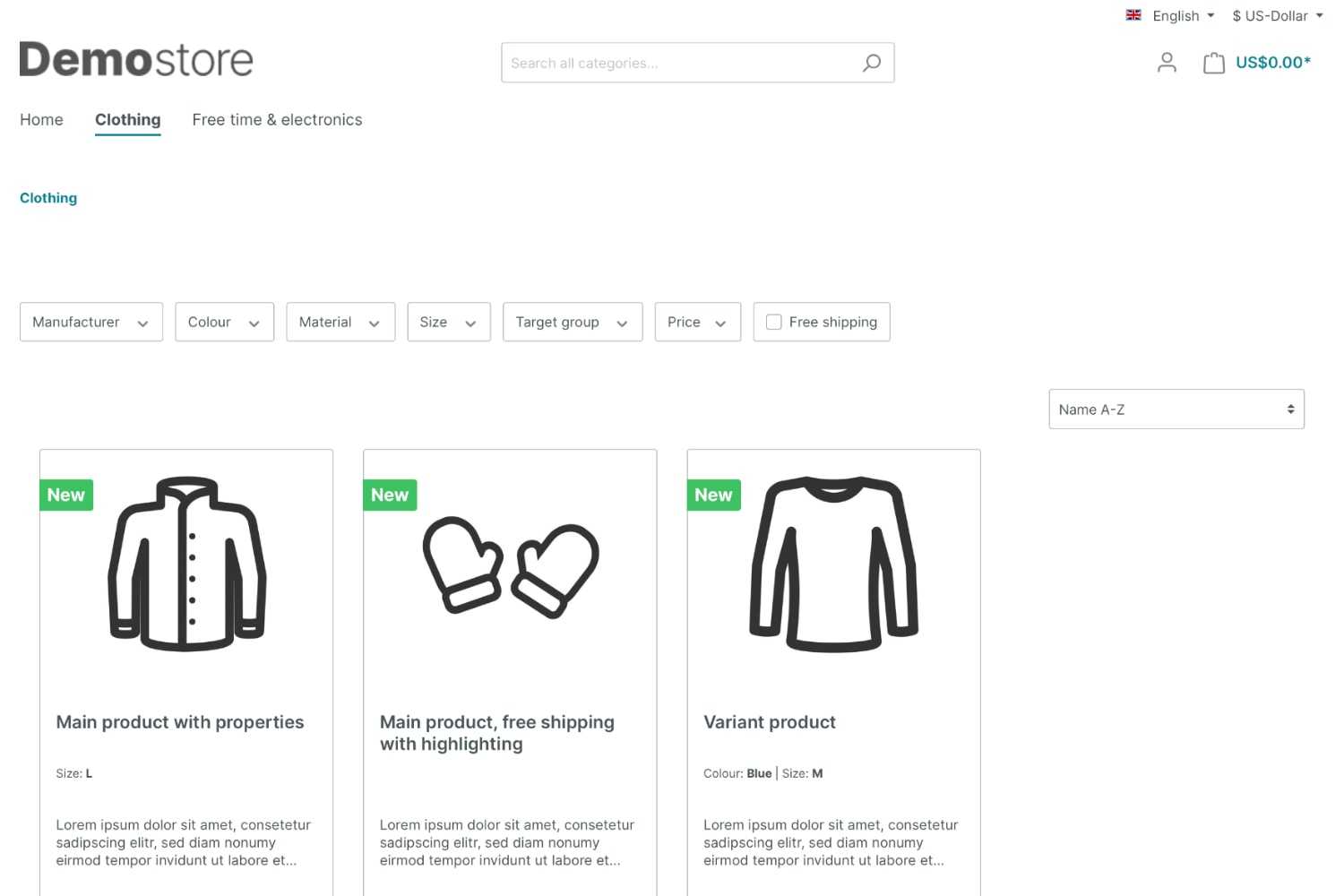 A preview of the Shopware 6 storefront A preview of the Shopware 6 storefront