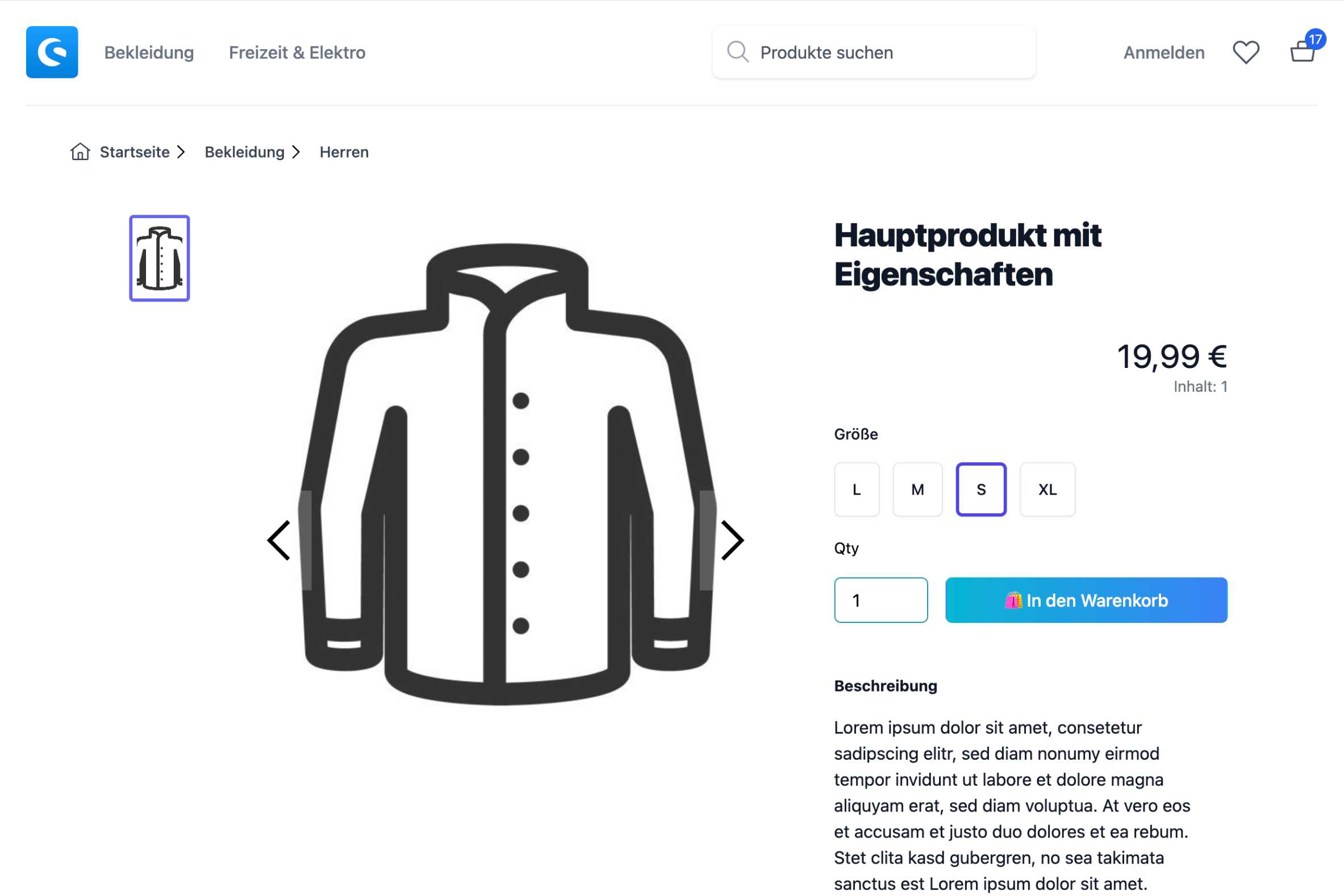 Ein Vorschau des Shopware Frontends Storefronts Ein Vorschau des Shopware Frontends Storefronts