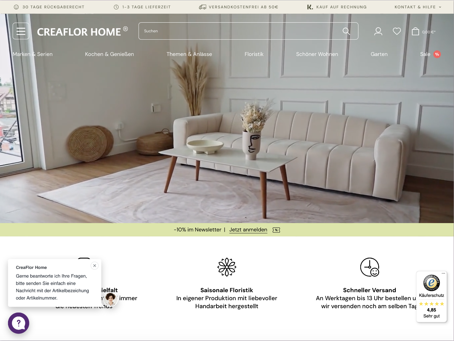 Take a look at our Shopware client cases "Creaflor Home". Take a look at our Shopware client cases "Creaflor Home".