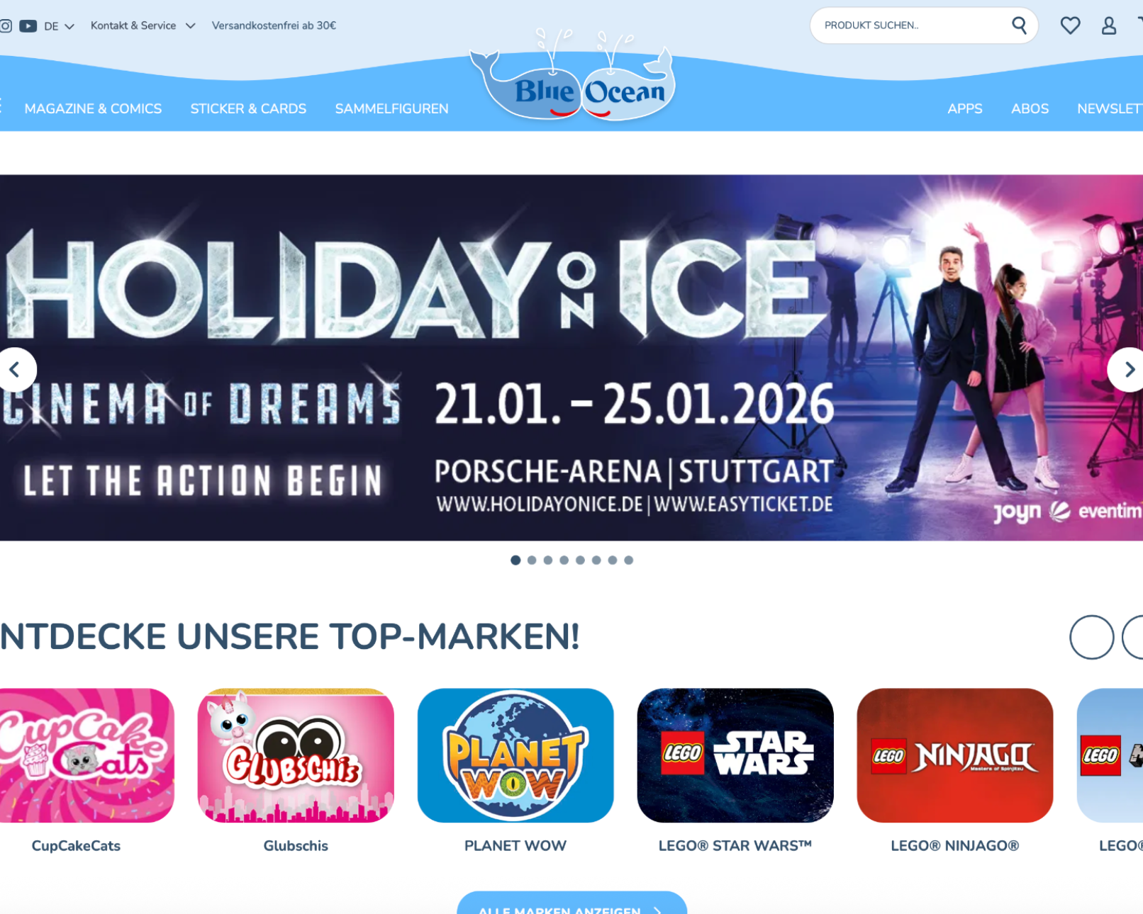 Schaue dir unsere Shopware Referenz "Blue Ocean" an.