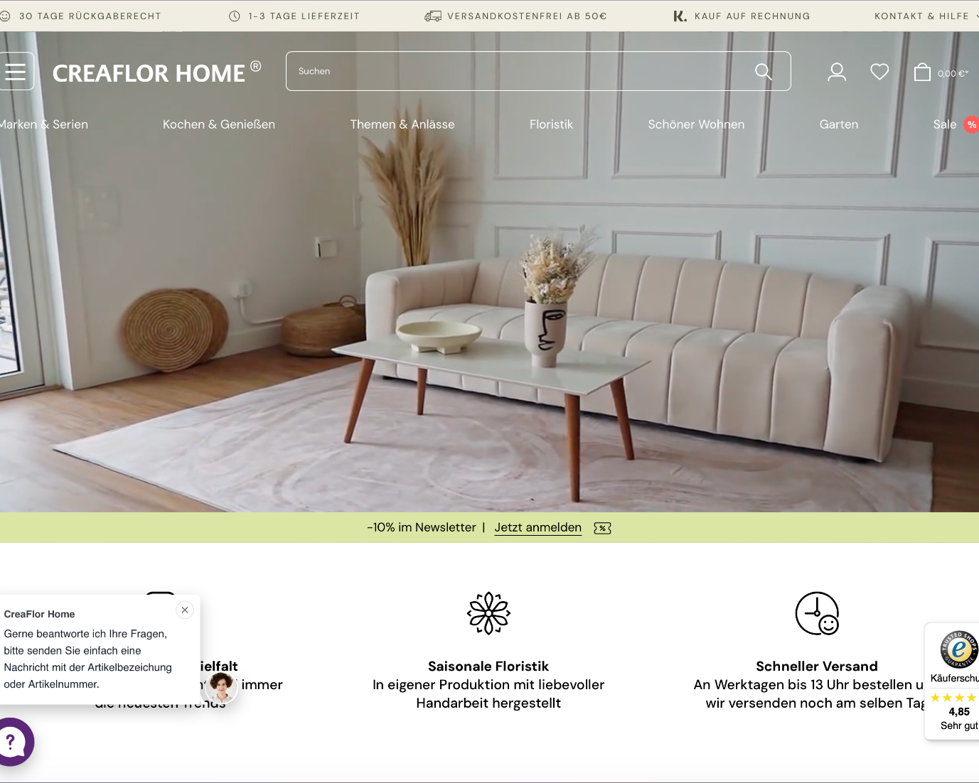 Check out our Shopware reference "Creaflor Home". Check out our Shopware reference "Creaflor Home".