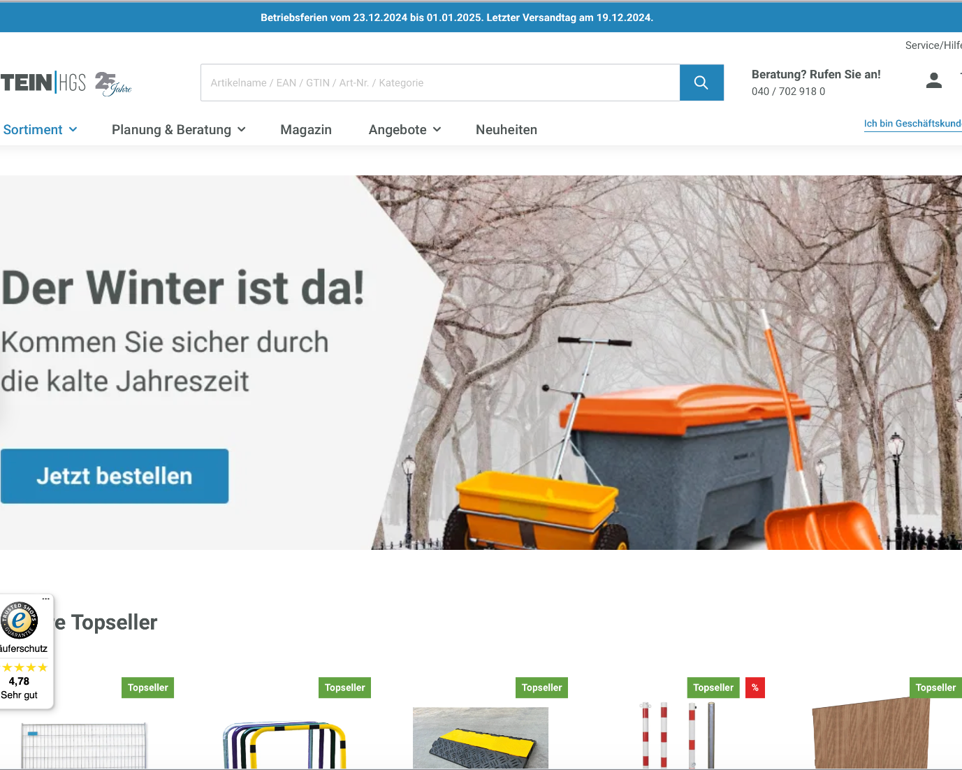 Check out our Shopware reference "Stein Hgs". Check out our Shopware reference "Stein Hgs".