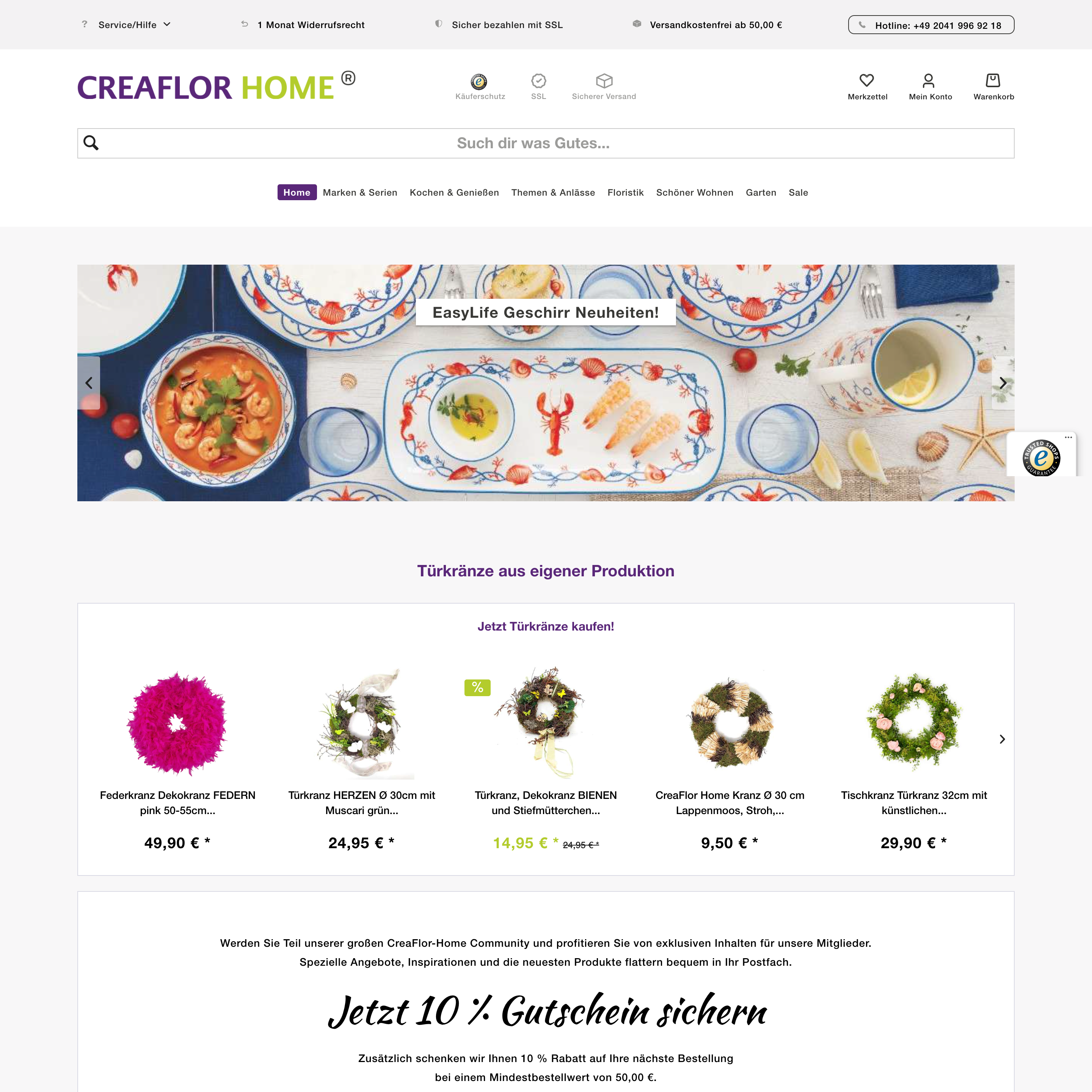Alte Homepage erstellt mit Shopware 5