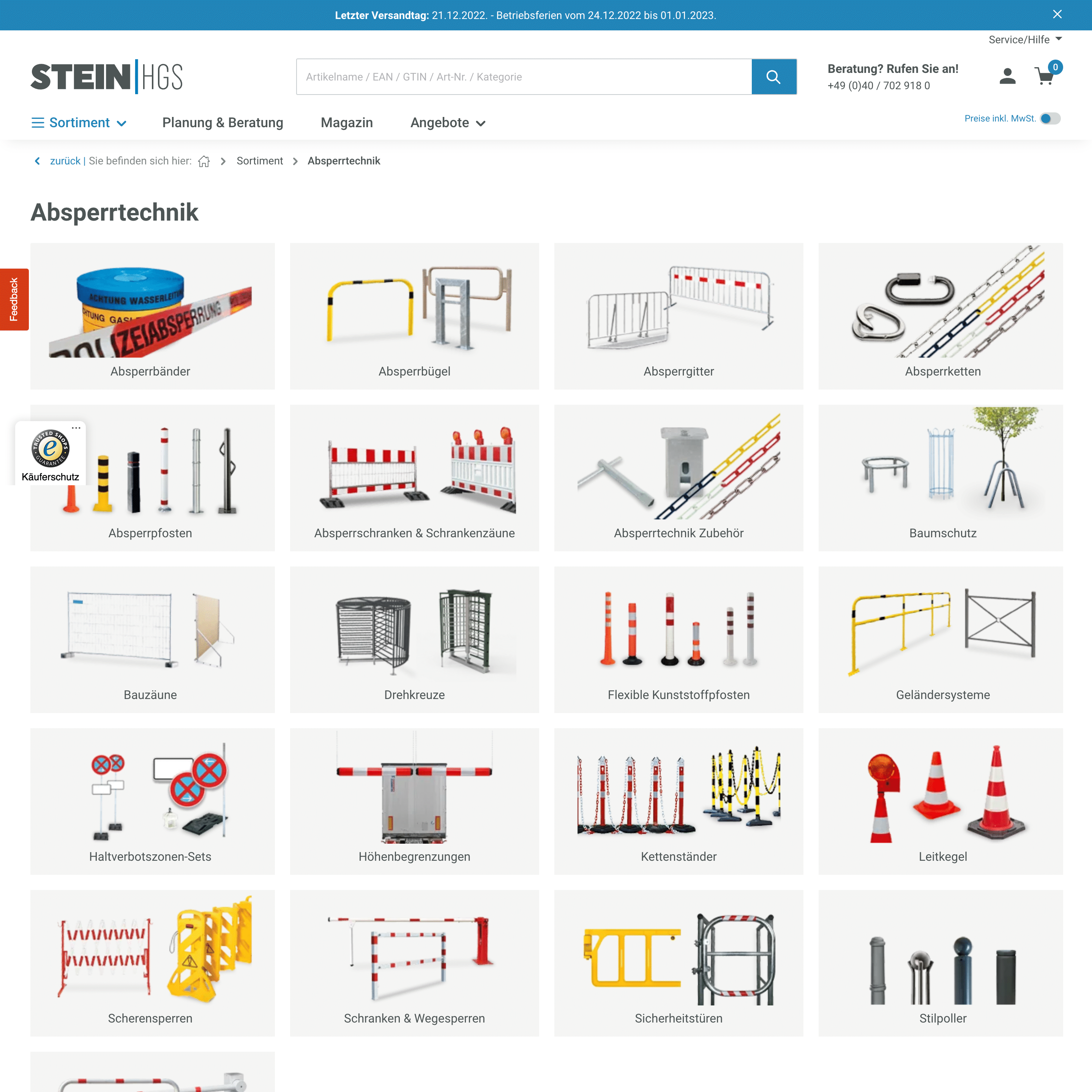 Product listing (Desktop)