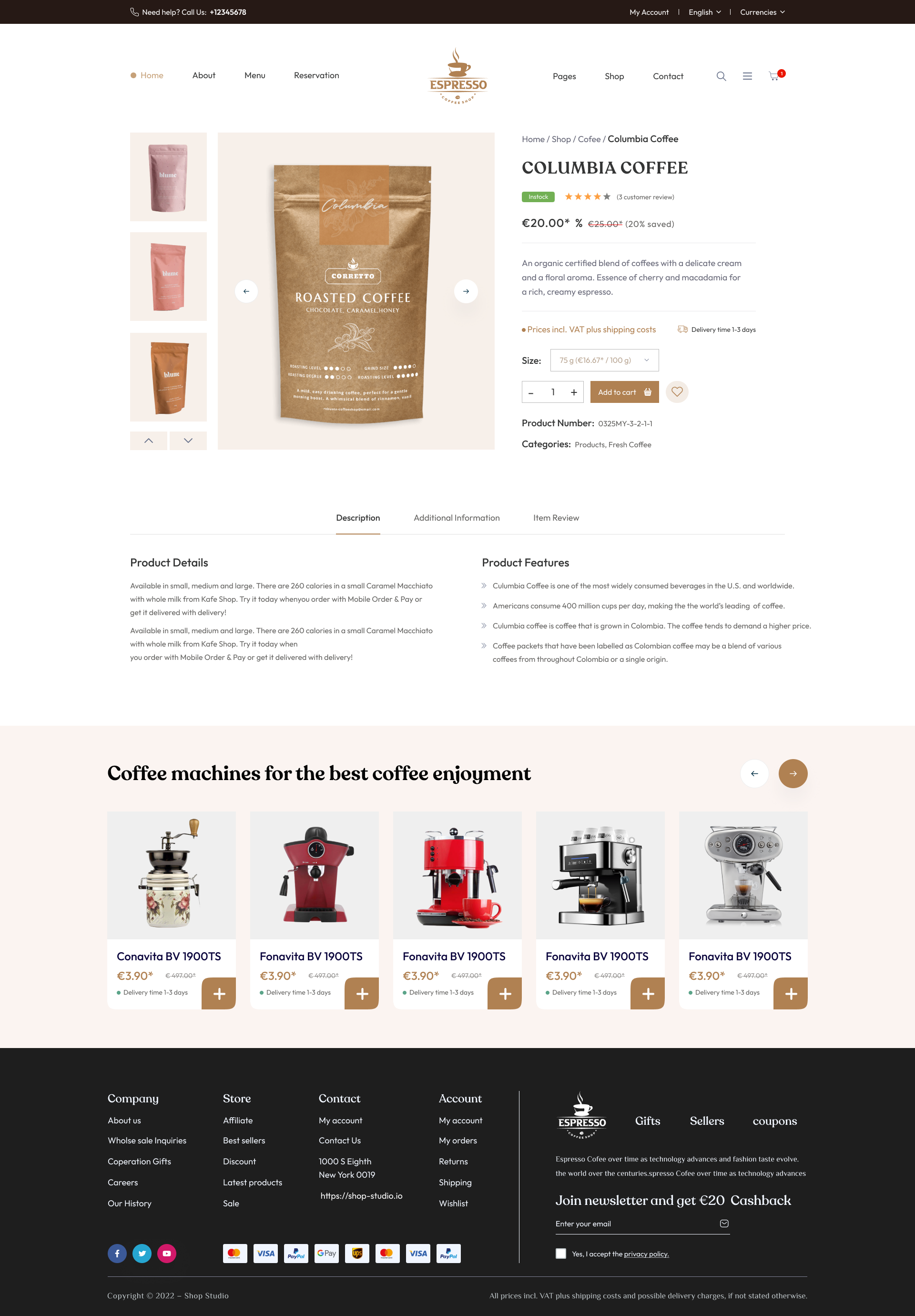 تصميم Shopware: قهوة 1