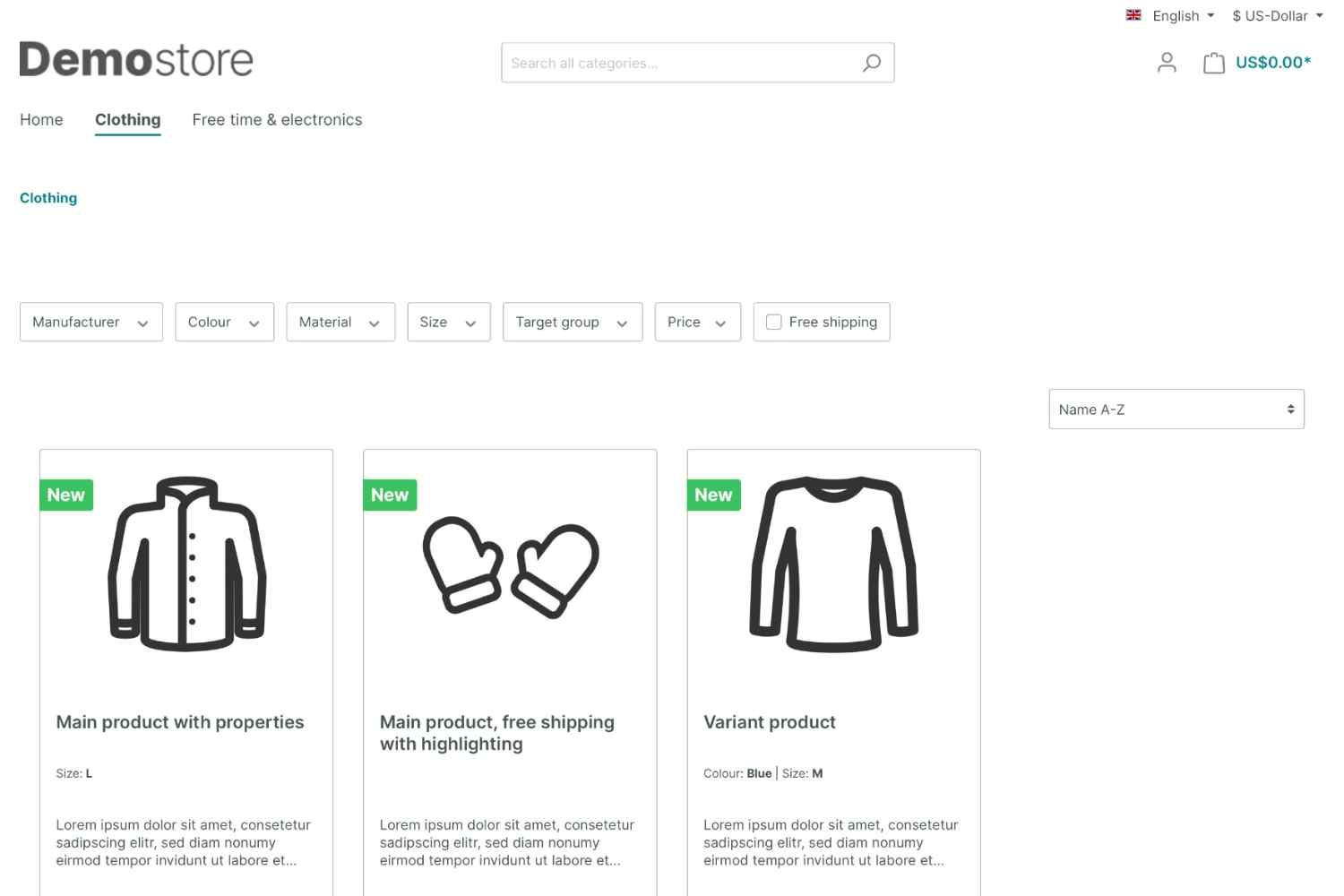 A preview of the Shopware 6 storefront
