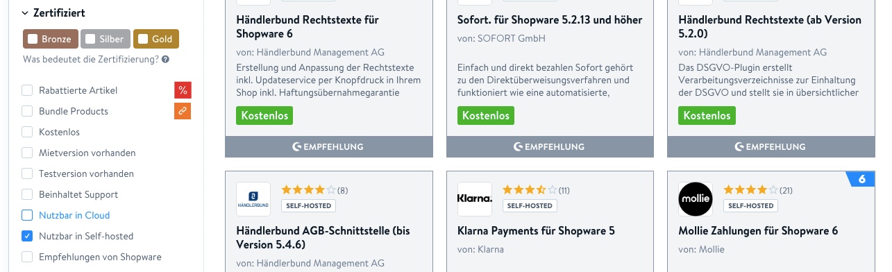 Select "Usable in self-hosted" to find the plugins